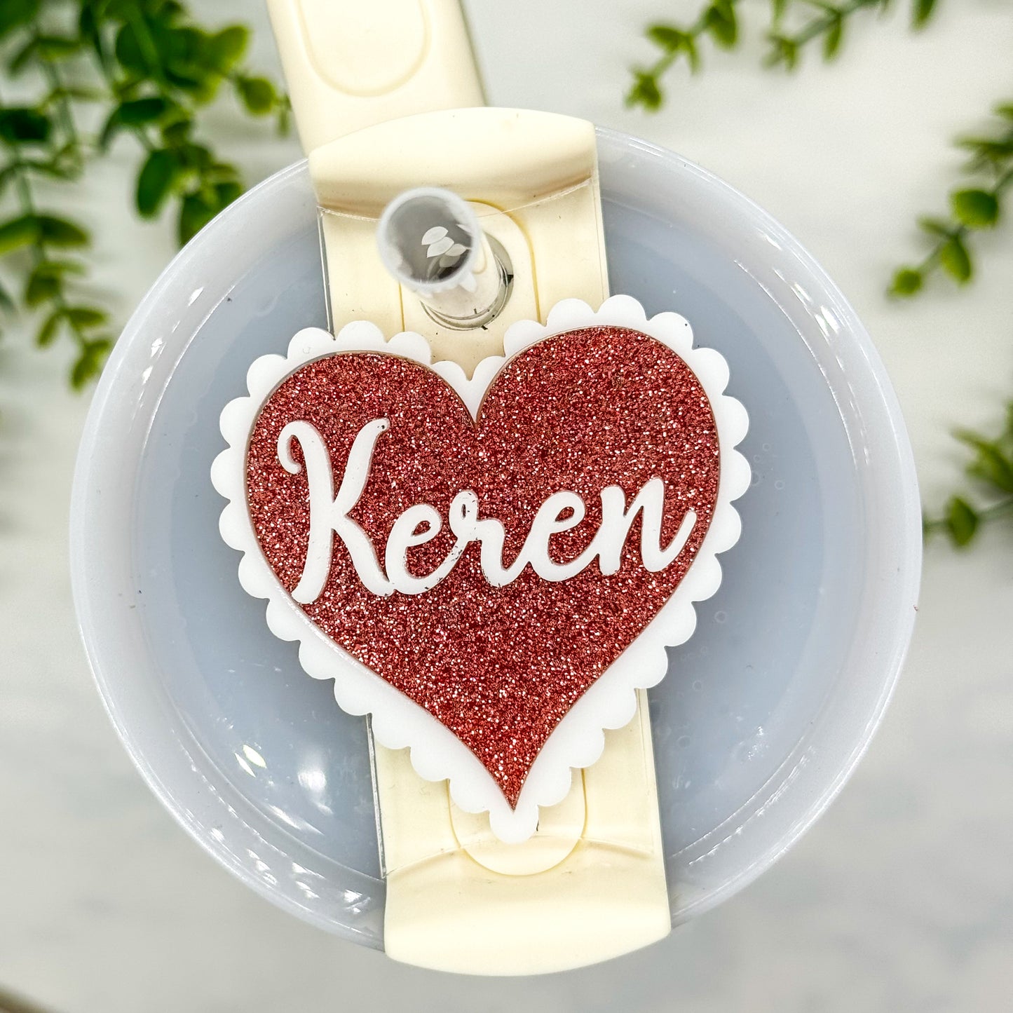 Valentine’s Day Heart Stanley topper/Stanley Name plate/Tumbler Toper