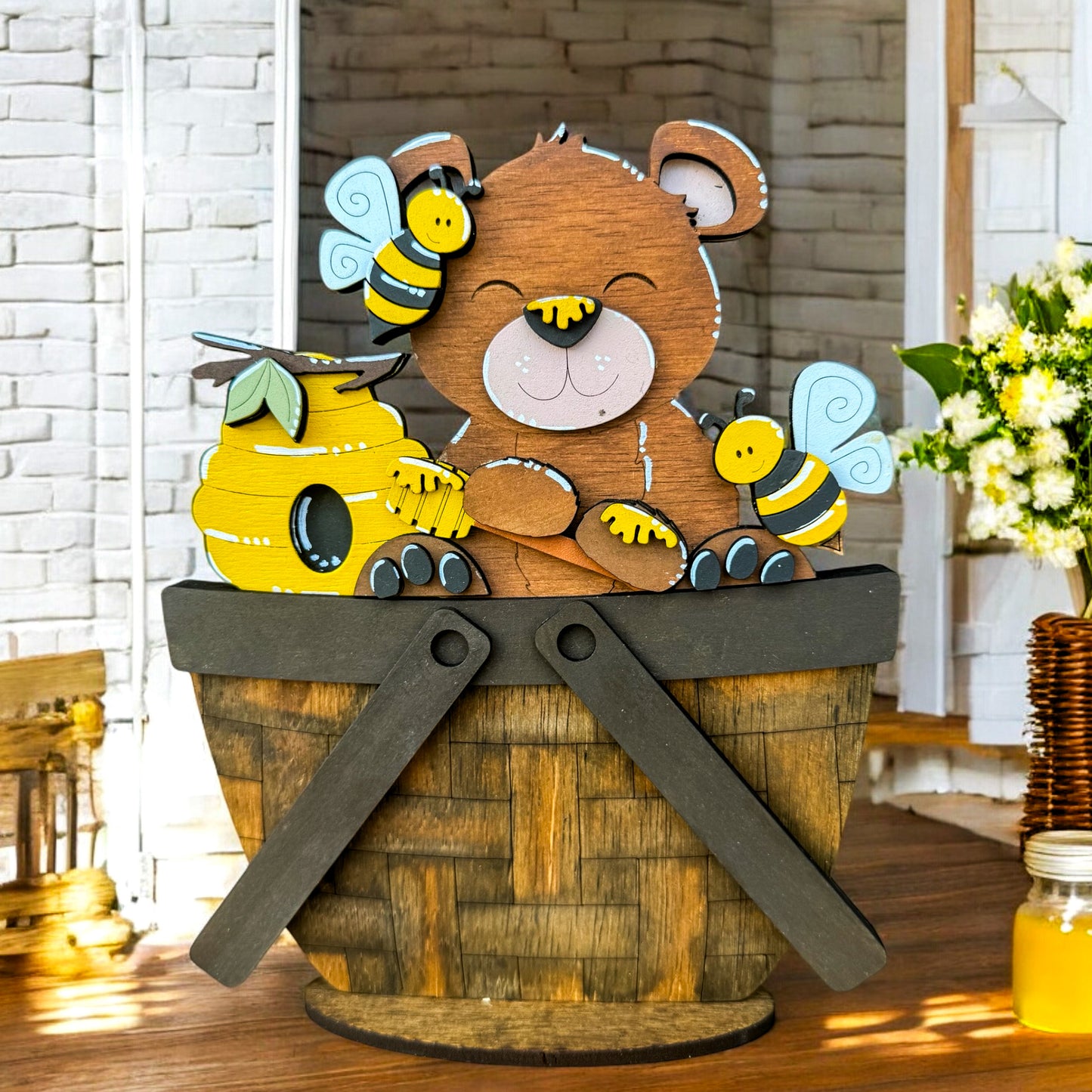 Bear Honey For The Flower Basket