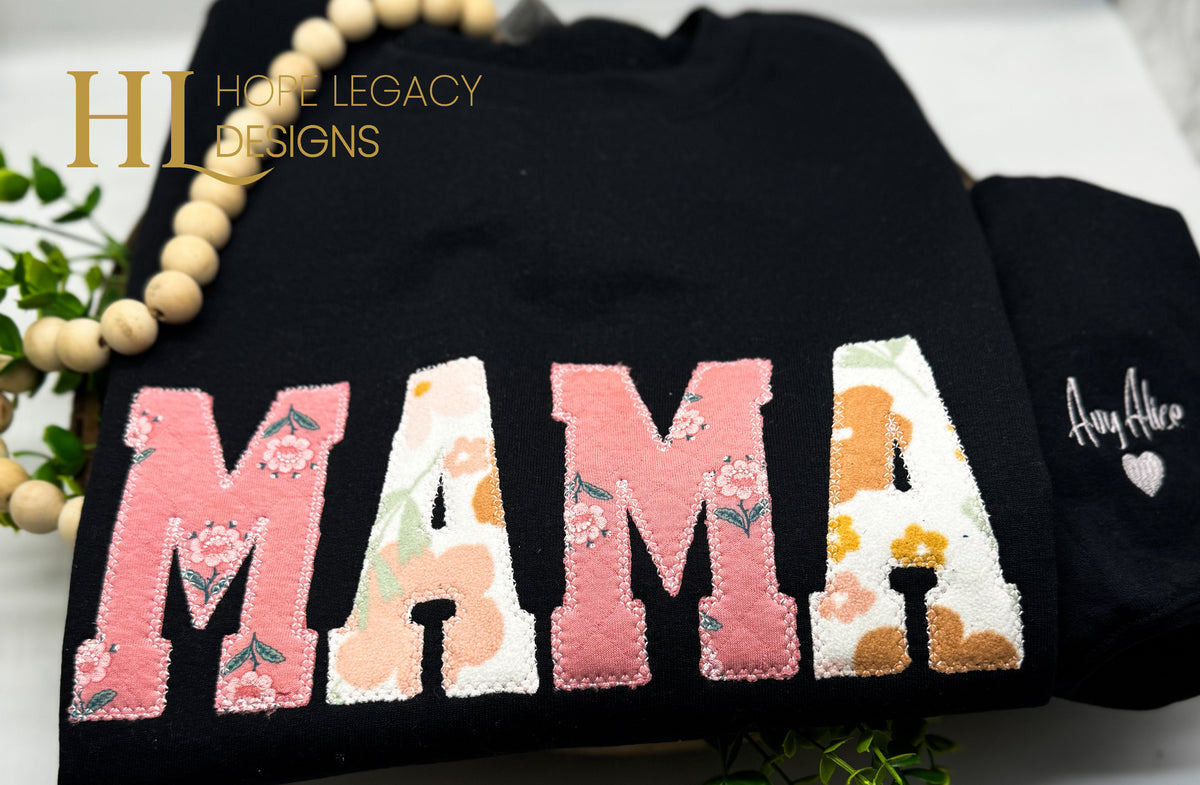 MAMA Keepsake Gift crewneck sweatshirt | Personalized Embroidered Baby Clothes sweatshirt